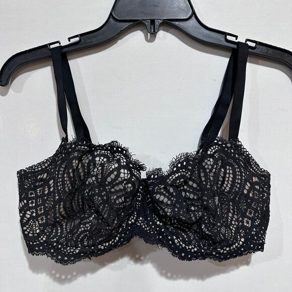 Victoria's Secret Bra Women 36DDD Black Dream Angels Lace Underwire Unlined FLAW - Picture 2 of 7